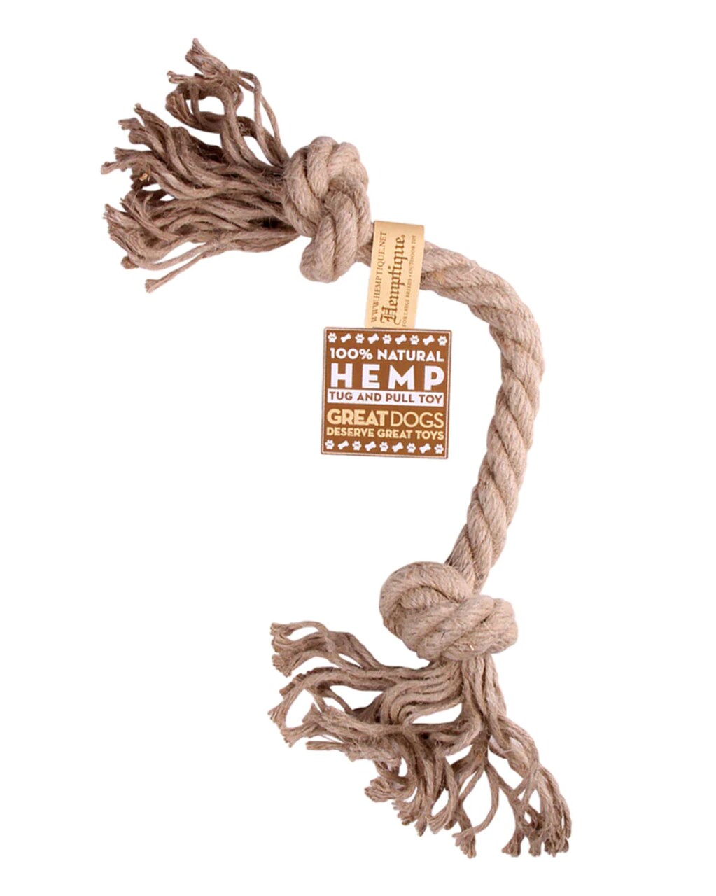 Hemptique Hemp Rope Tug & Pull Dog Pet Toy Eco Friendly Sustainable Naturally Grown Fiber Azo Dye Free